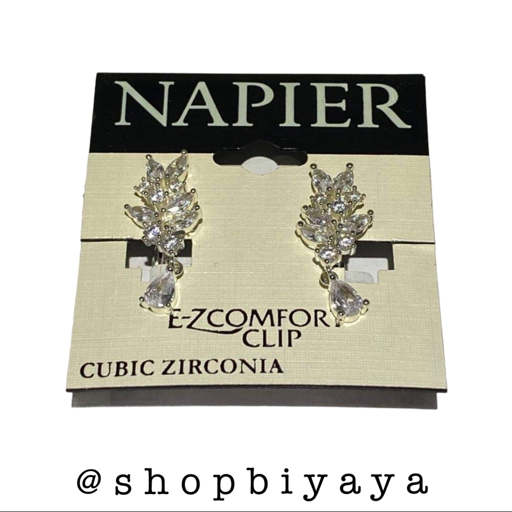 Napier Silver Toned Floral Dainty Clip On Earrings
